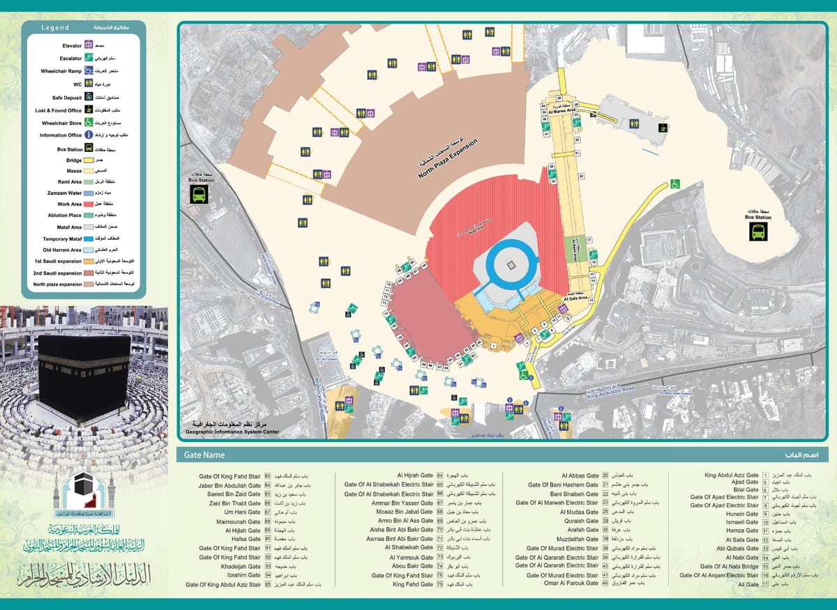 Mapa de las visitas a pie a La Meca (Makkah)