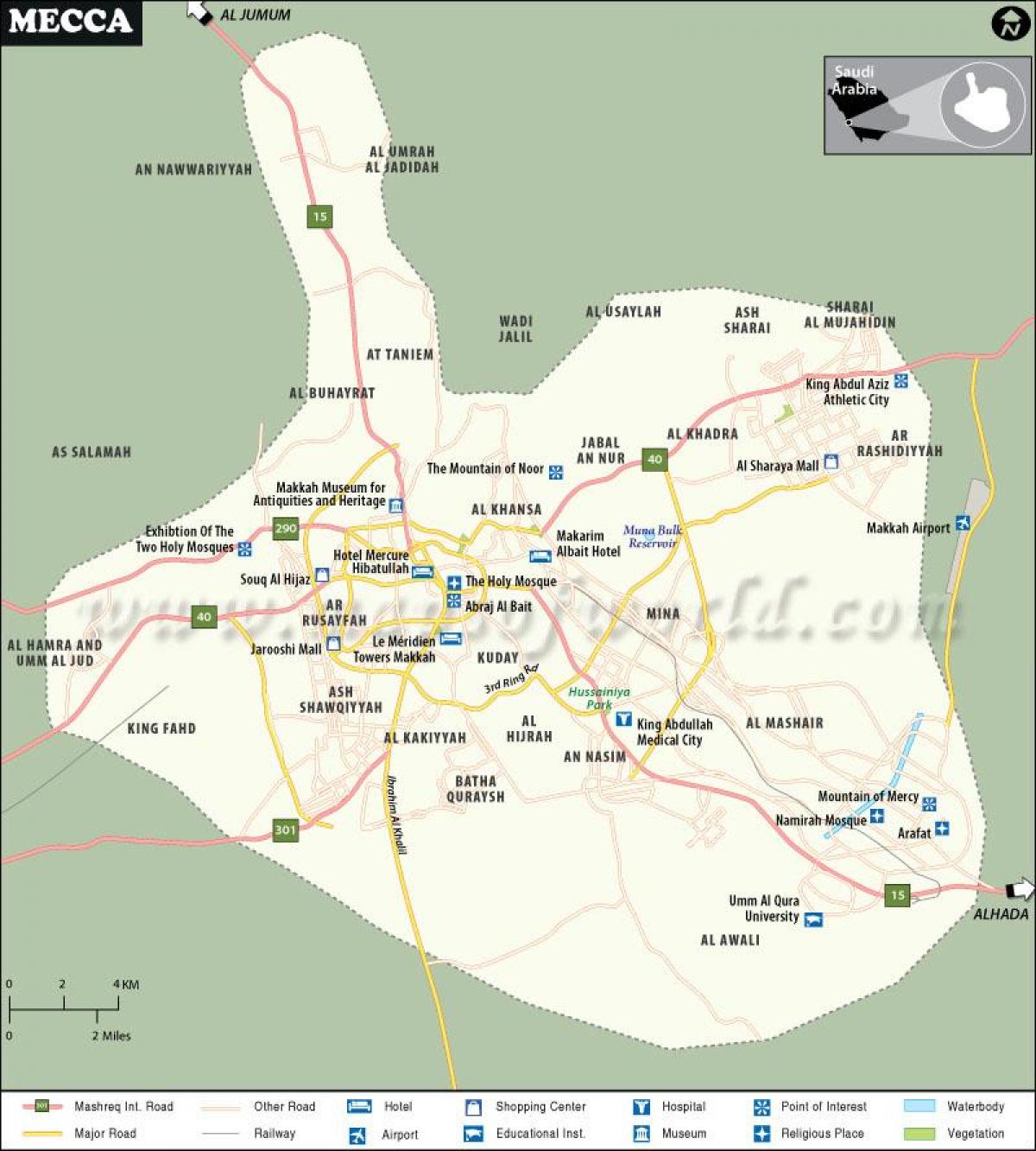 Mapa de la Meca (Makkah)